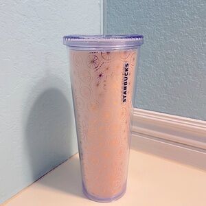 Starbucks 24 oz Venti Peach Rose Gold Succulent Reusable Tumbler Cup Like New